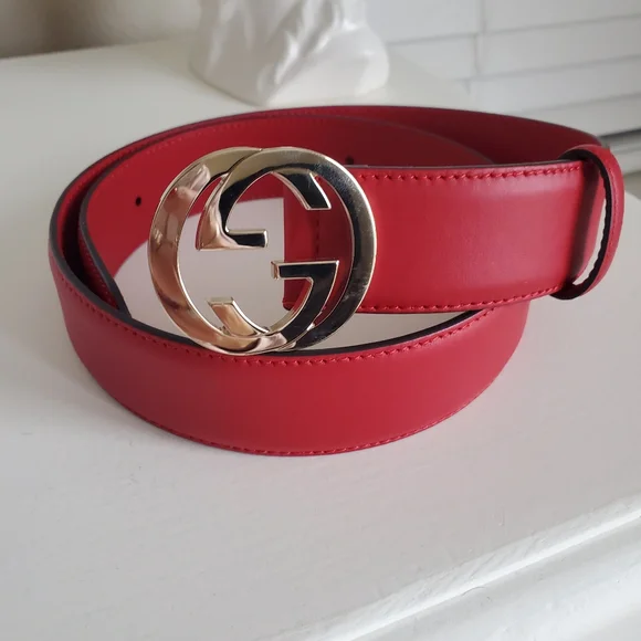 Gucci Red Leather Belt with Silver Buckle - Picture 2 of 5